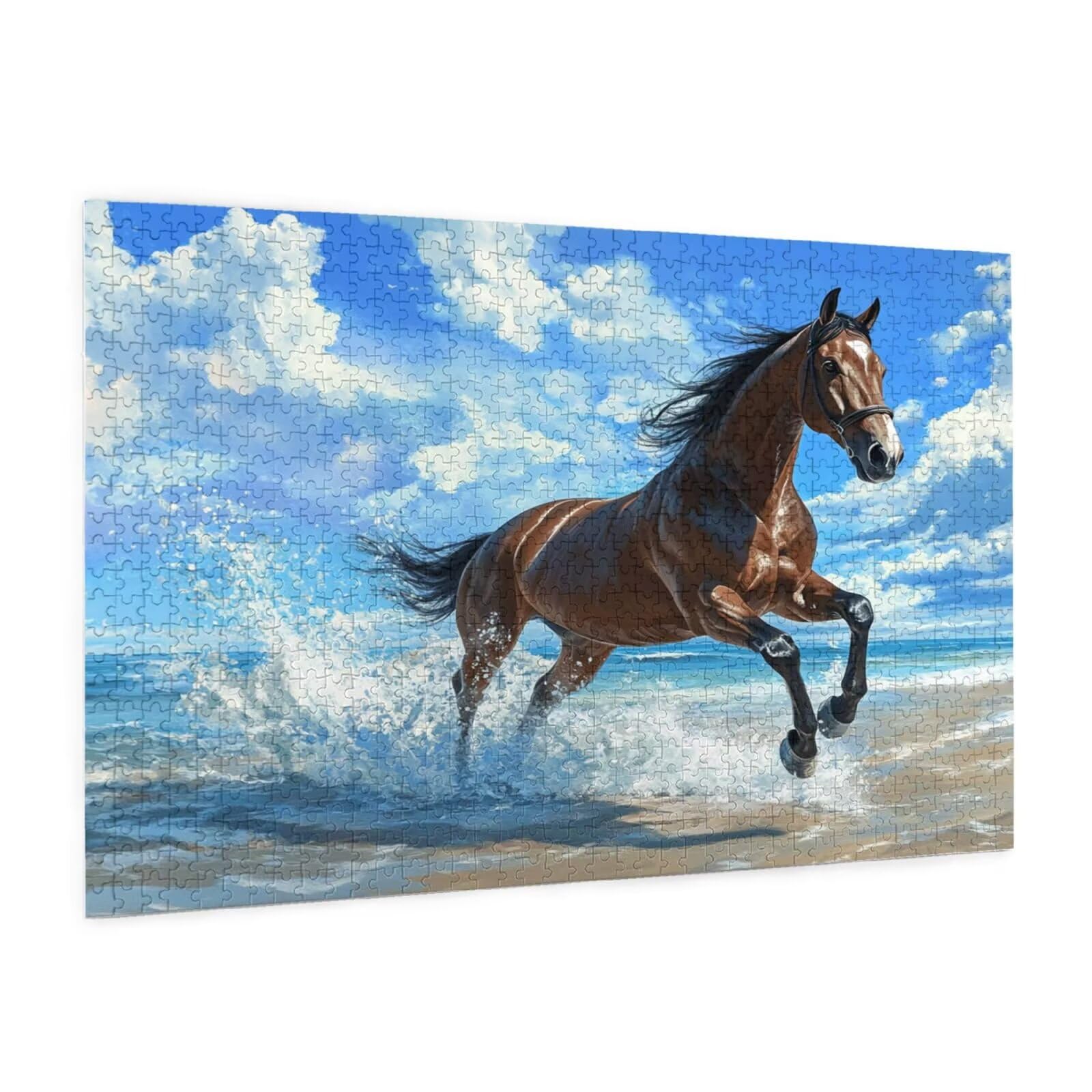 Spiaggia Puzzle 2000 Pezzi Adulti, 5D DIY Puzzle Cavallo Pattern Design con Confezione Regalo per Regalo Donna, Attività Famiglie Impegnative Principianti per Home Wall Bedroom Decor 99 x 70 cm -450Y