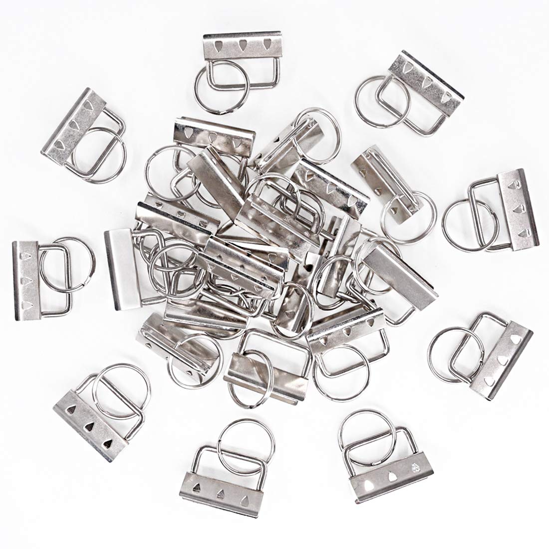 Swpeet 45Pcs Sliver 5/4 Inch Key Fob Hardware with Key Rings Sets, Perfect for Bag Wristlets with Fabric/Ribbon/Webbing/Embossed and Other Hand Craft - 32mm