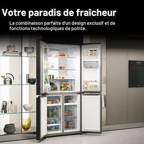 Haier Cube 83 Serie 7 HCR7818DWPT - Frigorifero a 4 porte con congelatore, capacità XXL, larghezza 83 cm, 463 l, classe energetica D, dispenser di acqua e No Frost - 10