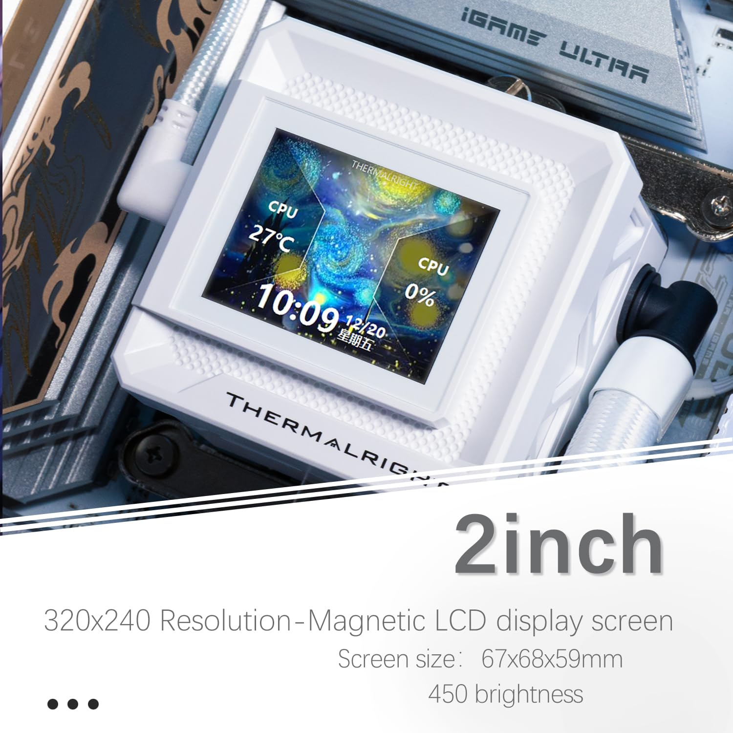 TR-Thermalright FW360 SE ARGB Bianco Liquido CPU Cooler, 2 '' IPS LCD Screen con risoluzione 320x240 magnetico-magnetico, tema schermo fai da te, per AM4/AM5, LGA1851/1700/115x