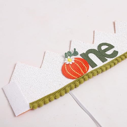 Miniatura 6 de VAVAYAO Corona de primer cumpleaños de calabaza pequeña, corona de primer cumpleaños, corona de cumpleaños de calabaza floral, decoración de primer