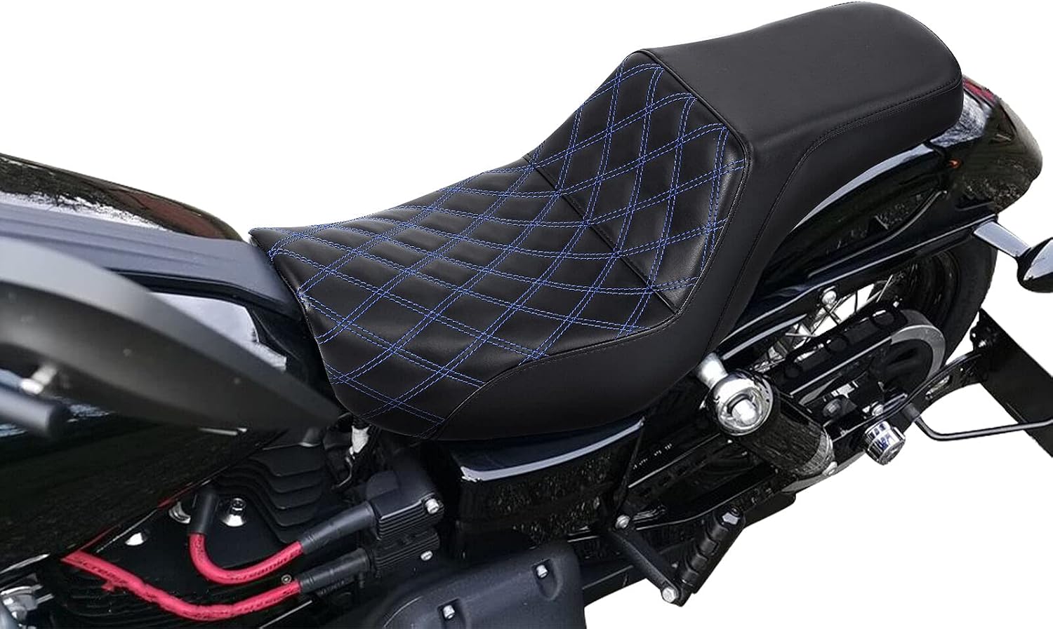 Green-L Rider&Passenger 2 Up Seat Fit for Harley 2006-2017 Dyna Low Rider Wide Glide Switchback Street Bob Fat Bob Models Driver Cushion Pillion Set Custom