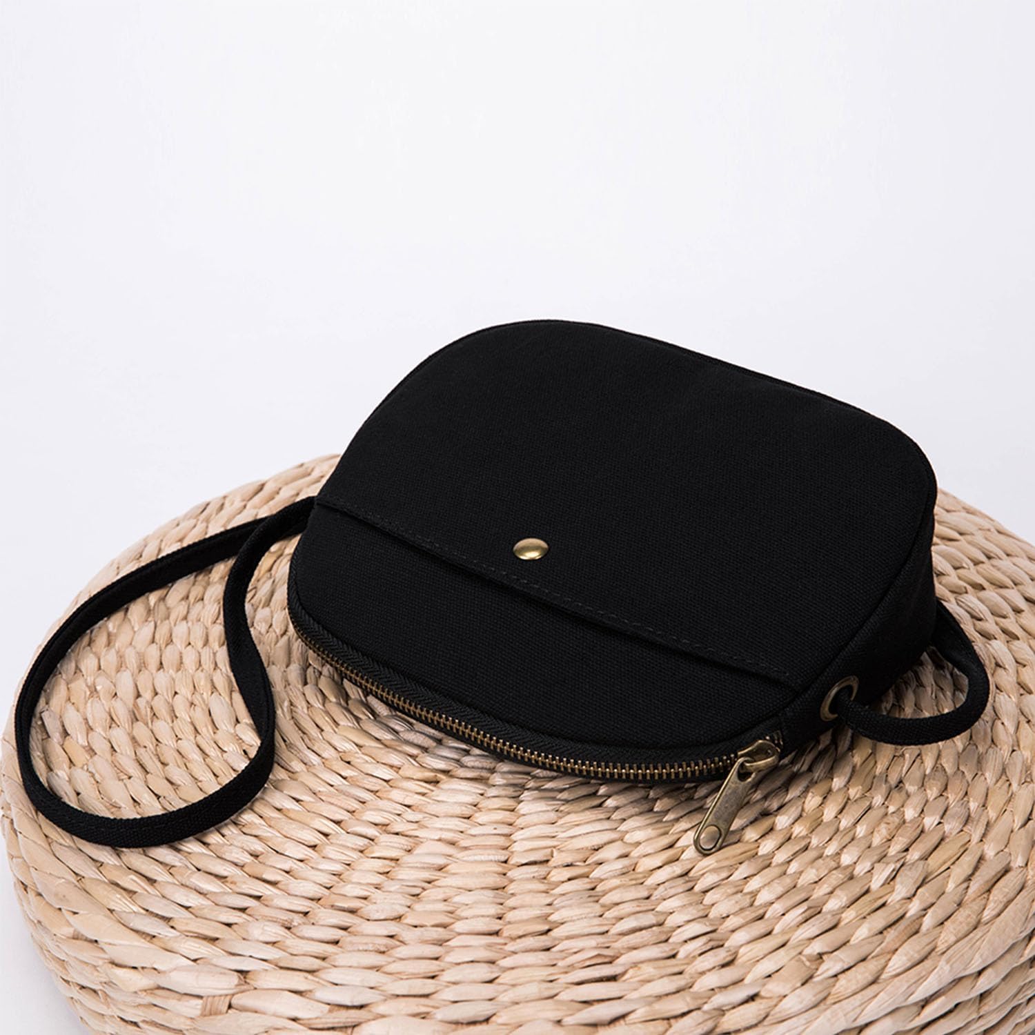 Canvas Round Crossbody Bag for Women Adjustable Length Fashionable and Spacious Women Crossbody Bags