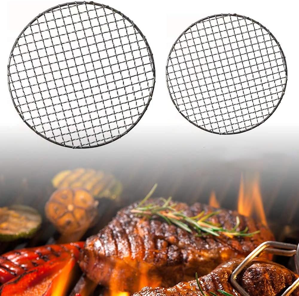 Round Barbecue Grid Outdoor Camping Picnic Woven Grid Stainless Steel