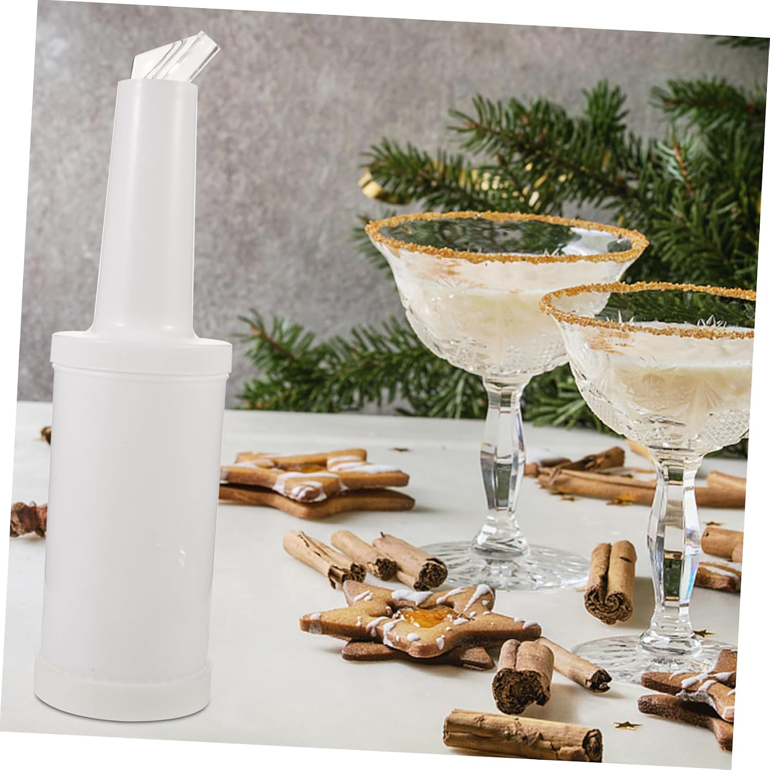 6pcs Plastic Fruit Juice Pour Bottles for Bartenders Leak Juice Jugs for Parties and Bars Easy to Clean Wide Spout White