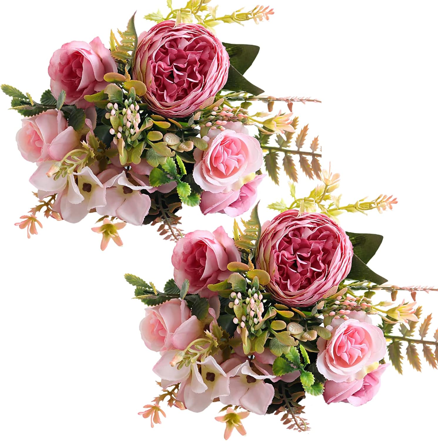 ASTRYAS Artificial Flowers, Pink Artificial Peony Small