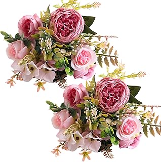 ASTRYAS Artificial Flowers, Pink Artificial Peony Small Silk Flowers Fak...