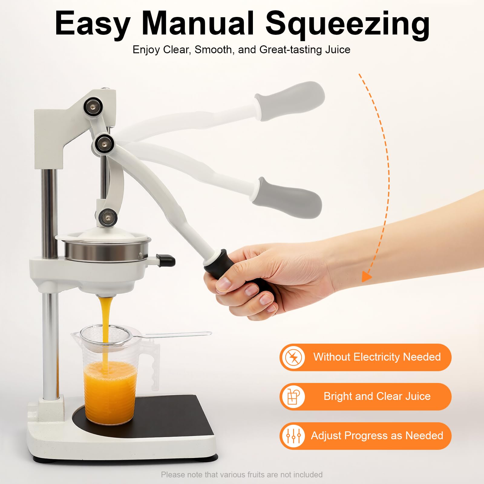 Exprimidor manual de acero inoxidable 304 de grado alimenticio, con 2 cabezales de prensado, exprimidor profesional para naranjas, limones, granadas, hogar y comercio
