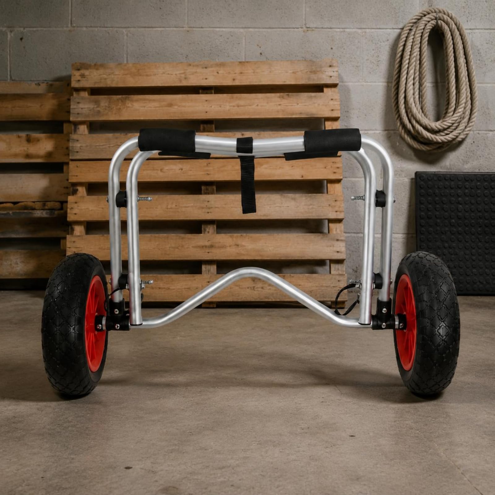 perfeclan Carrito Plegable para Kayak Carro Remolque Soporte Transportador con Barra de Acero Inoxidable y Ruedas Anchas de Goma Transporte sin Cargar Todo el, Plateado