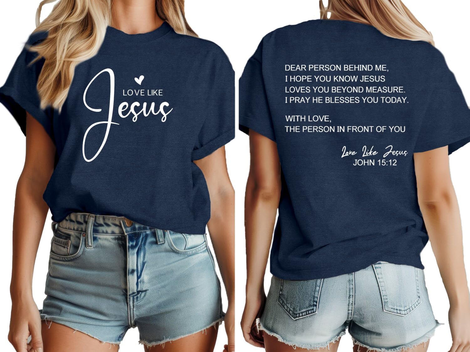 TUPOSU Christian Shirts for Women Love Like Jesus T-Shirt Faith Religious Tee Tops