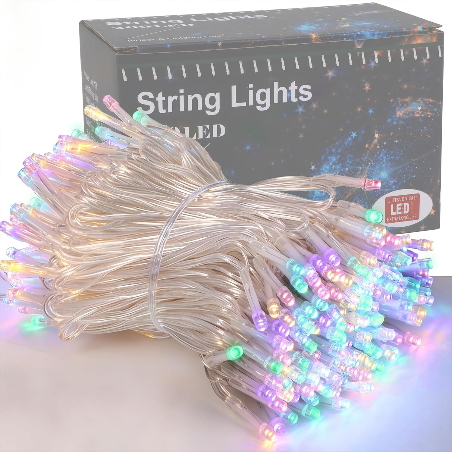 66ft Easter Decorative Mini Lights, 200 LED Clear Wire Fairy Starry String Lights Plug in, 8 Lighting Mode, Indoor Outdoor Xmas Tree Wedding Party Garden Decoration (Pastel Multicolor)