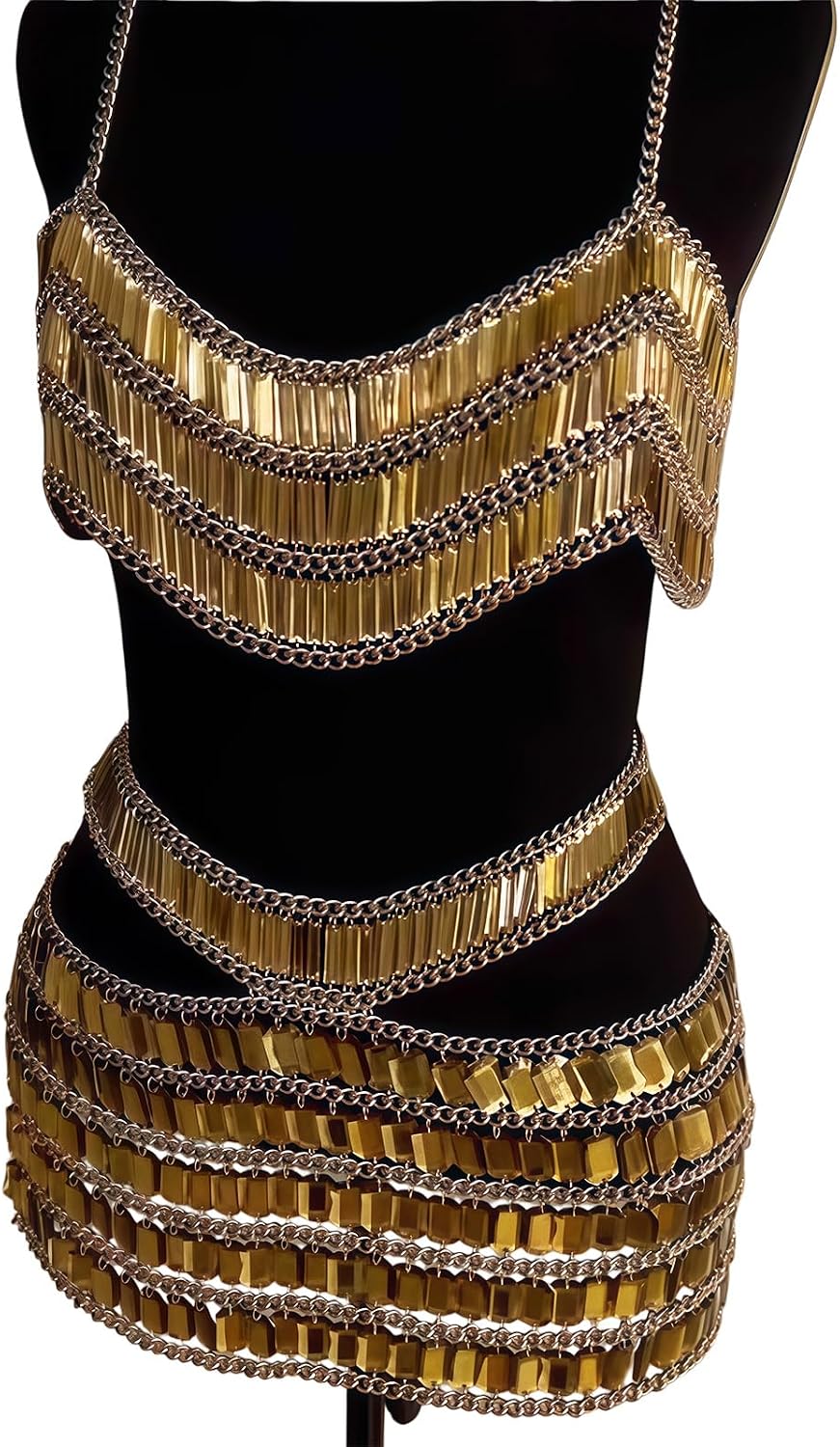 Rhinestones Sparkles Glitters Crop Tanks Top Minis Skirt Backless Chain Halters Crop Top Bikinis Chain Body Jewelry Bikinis Jewelry for Women