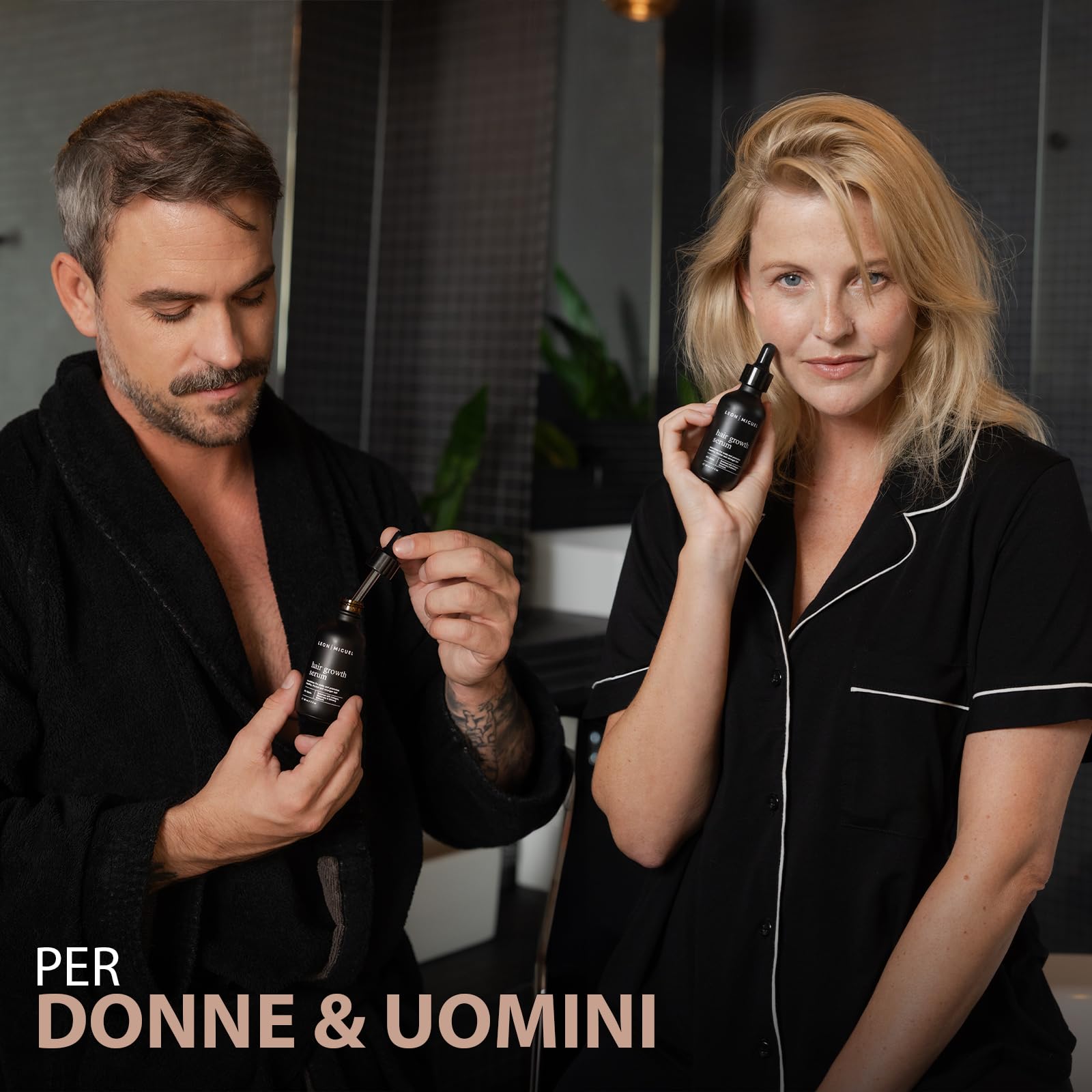 Leon Miguel Hair Growth Siero – Biotina 5% & Ginseng per una crescita più rapida dei capelli – Arresta la perdita di capelli, capelli più forti e spessi, siero anti-perdita di capelli per uomini e