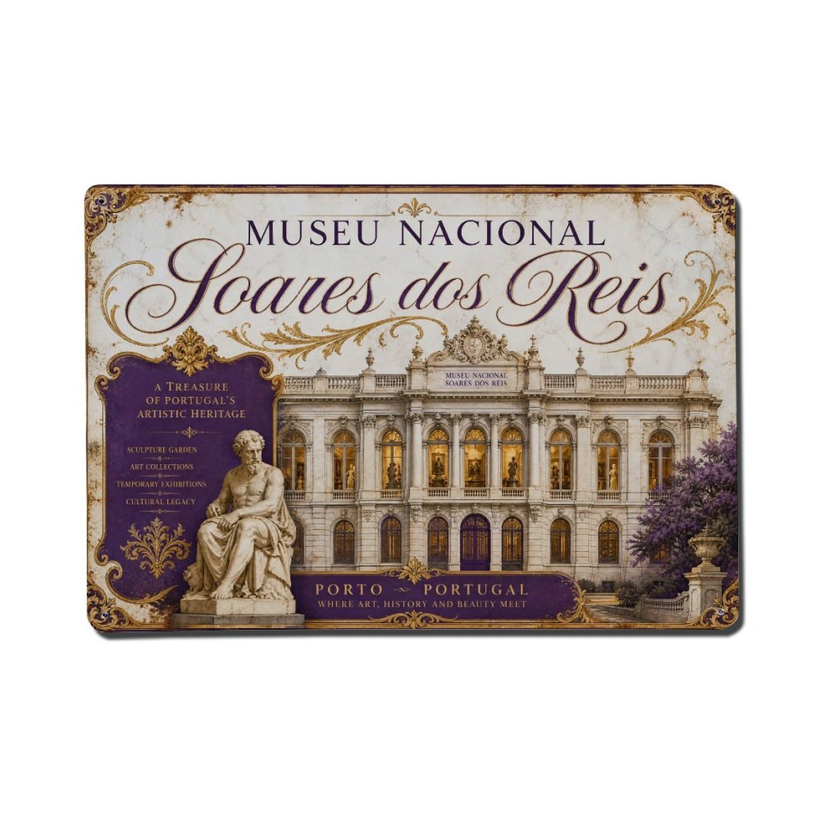 Yrnq 08X12inch Vintage Style Vintage Soares Reis Museum National Art Portugal Metal Tin Sign