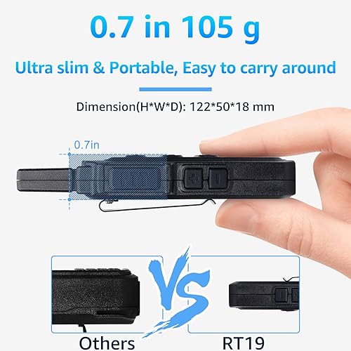 Miniatura 2 de Retevis RT19 Mini Walkie Talkie, Walkie Talkies con auricular, 1300 mAh, clip de metal, portátil, radio bidireccional compacta para adultos,