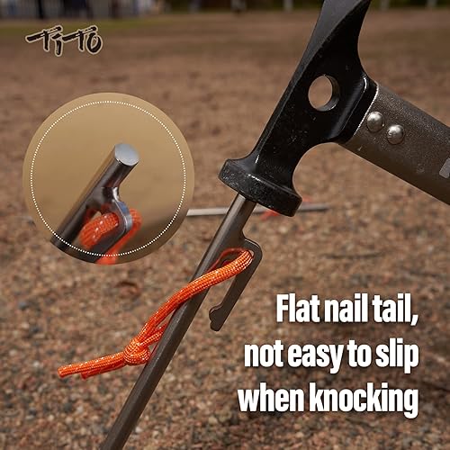 Miniatura 5 de TiTo Titanium Estacas de tienda de campaña ligeras para césped de nieve, resistentes para tienda de campaña para acampar al aire libre, senderismo y