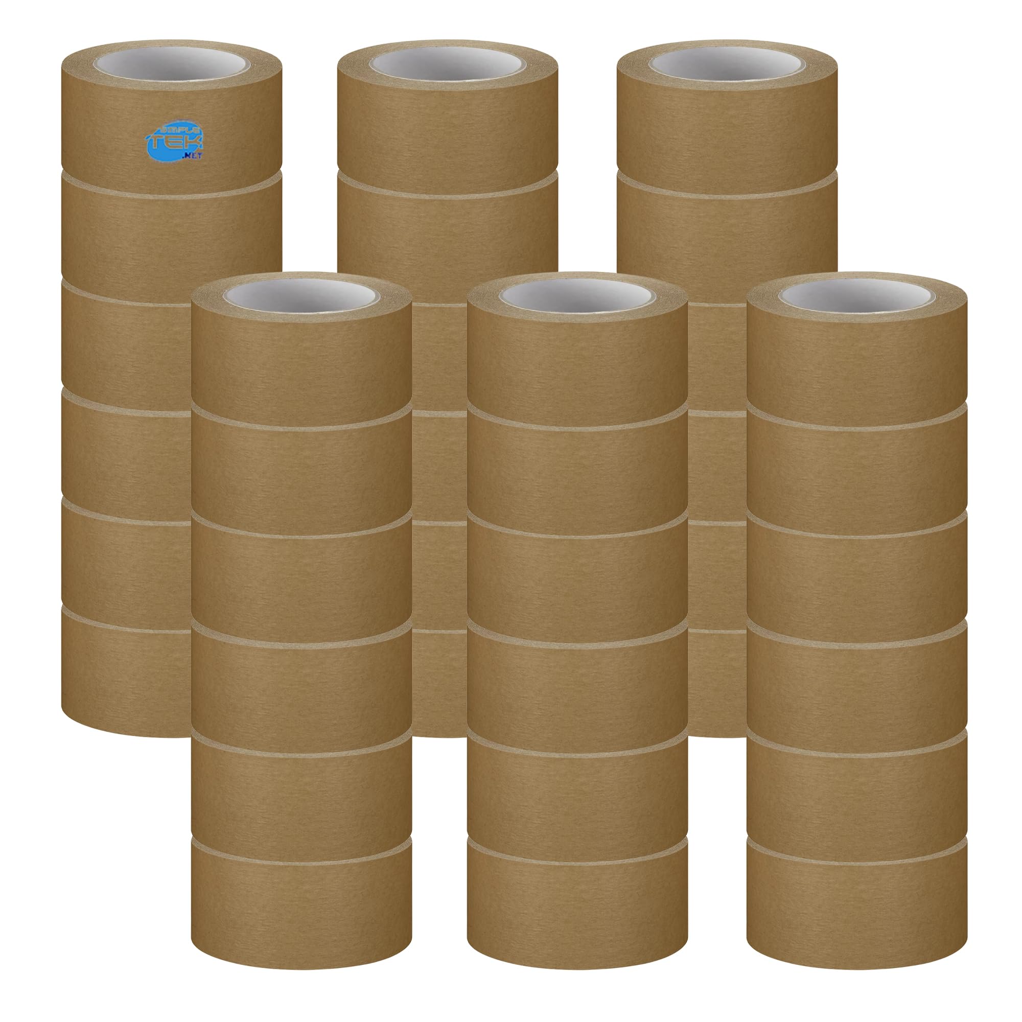 SIMPLETEK - 36 X Rotolo Nastro Adesivo In Carta Marrone E-Commerce Imballo Pacchi Trasloco Eco 100% Riciclata 50 metri X 50 mm (36 pezzi)