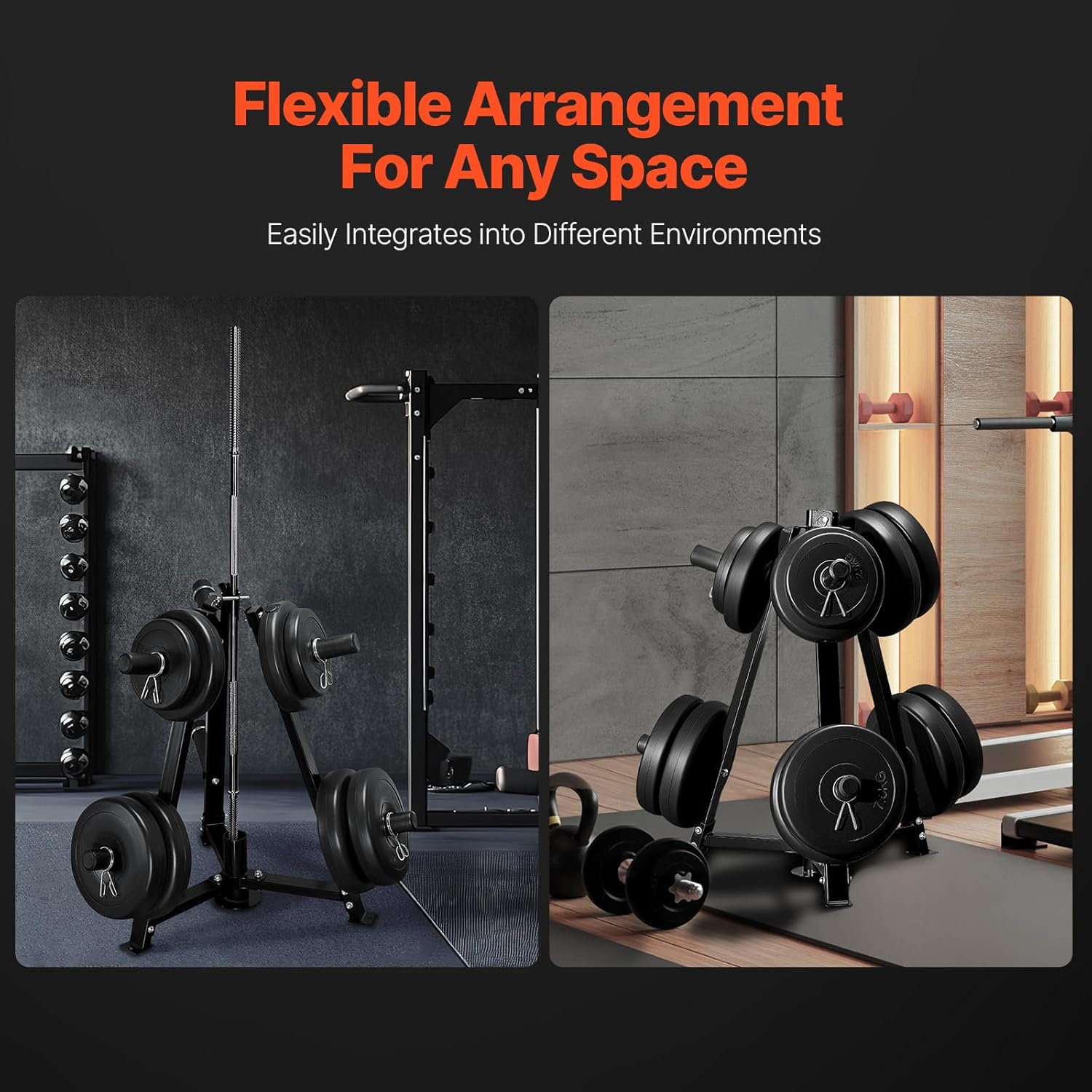 Happybuy Weight Plate Rack, Holder for 2-Inch Weight Plates, Standard Weight Plate Rack, 300 lbs Capacity Weight Storage Unit, Home Gym Barbell Rack Storage Stand, Black