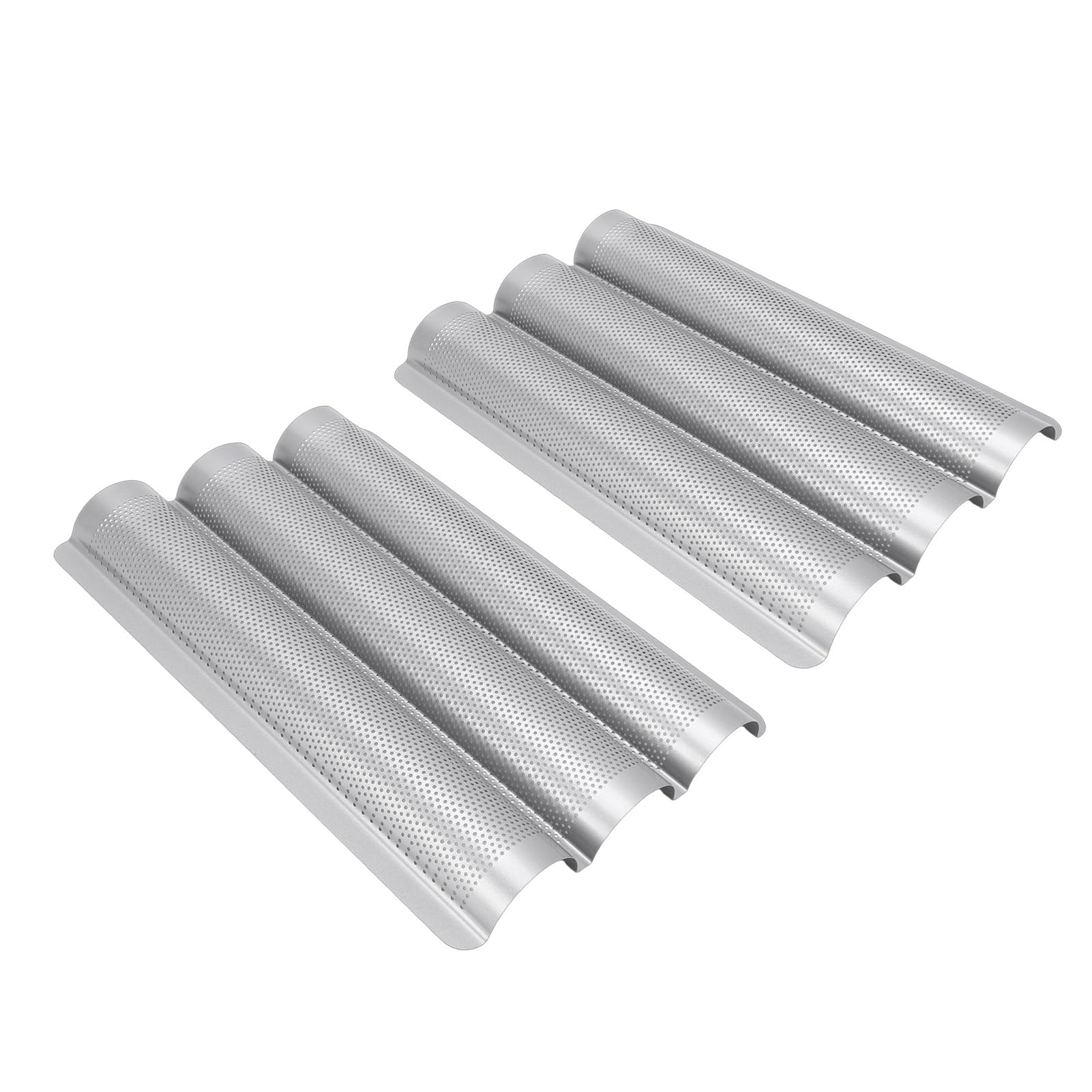 Sartenes para Pan Francés Antiadherentes Perforadas, 3 Bandejas para Hornear Pan, Acero Inoxidable para Cocina Casera