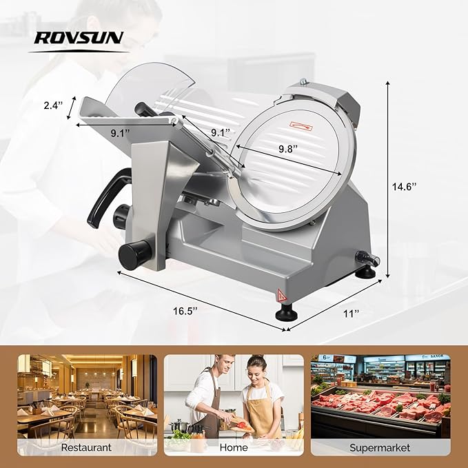 Cortadora de Carne Eléctrica ROVSUN 300W 10 pulgadas miniatura 3