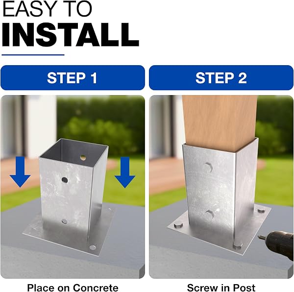 GeZu Impex Post base 81 x 81 mm Hot Dip Galvanised fence support brackets deck holder pergola pavilion base bolt down shoe - 3