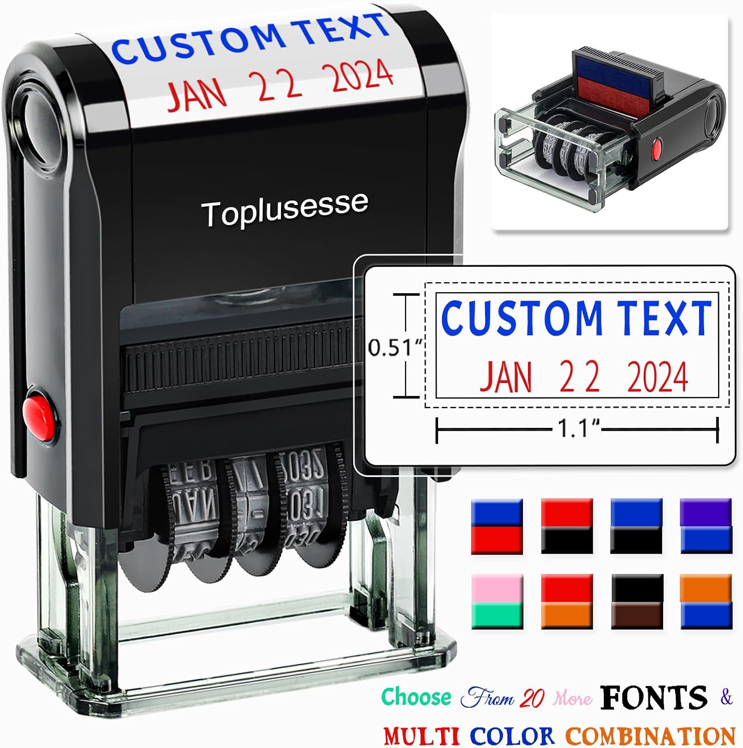 Toplusesse Personalized Date Stamp Self Inking Signature