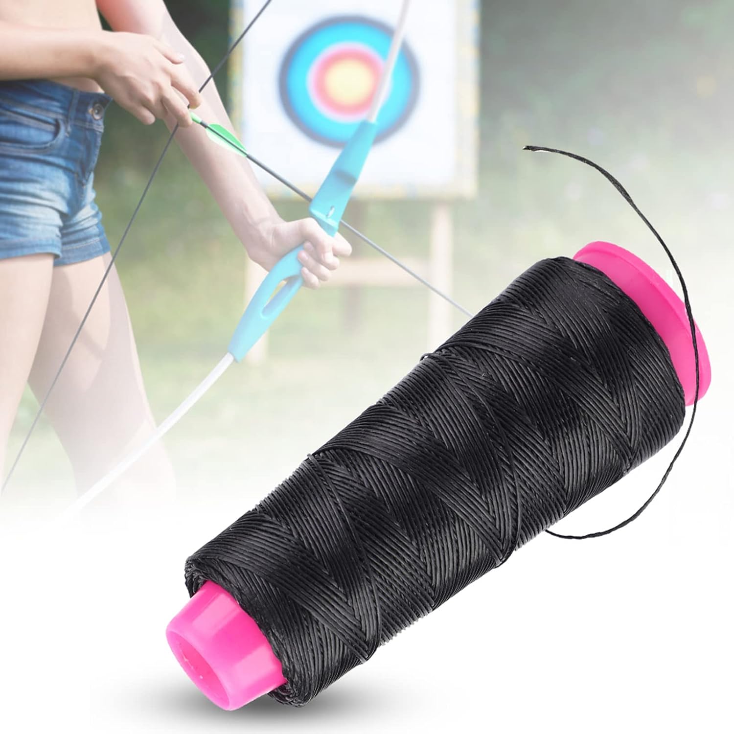 120m Bowstring, Strong Pull Bow String Material Thread for Archery Accessory (Black), Archery Supplies Bow String Material