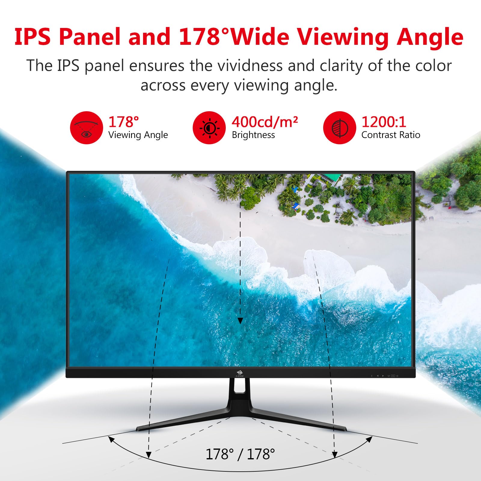 Z-Edge 27-calowy monitor gamingowy, 240 Hz, panel IPS, 1 ms, FreeSync, FHD (1920 x 1080), monitor do gier LED 16:9, regulowane nachylenie, 2x HDMI 2.0 i 2x DP 1.4, 400 cd/m², VESA 100 x 100 mm