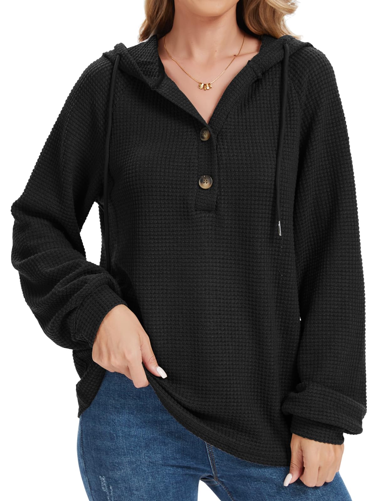 MEETWEE Damen Hoodie Pullover Kapuzenpullover Kurzarm Langarm Sweatshirts Tops Herbst Sommer Loose Oberteil Elegant