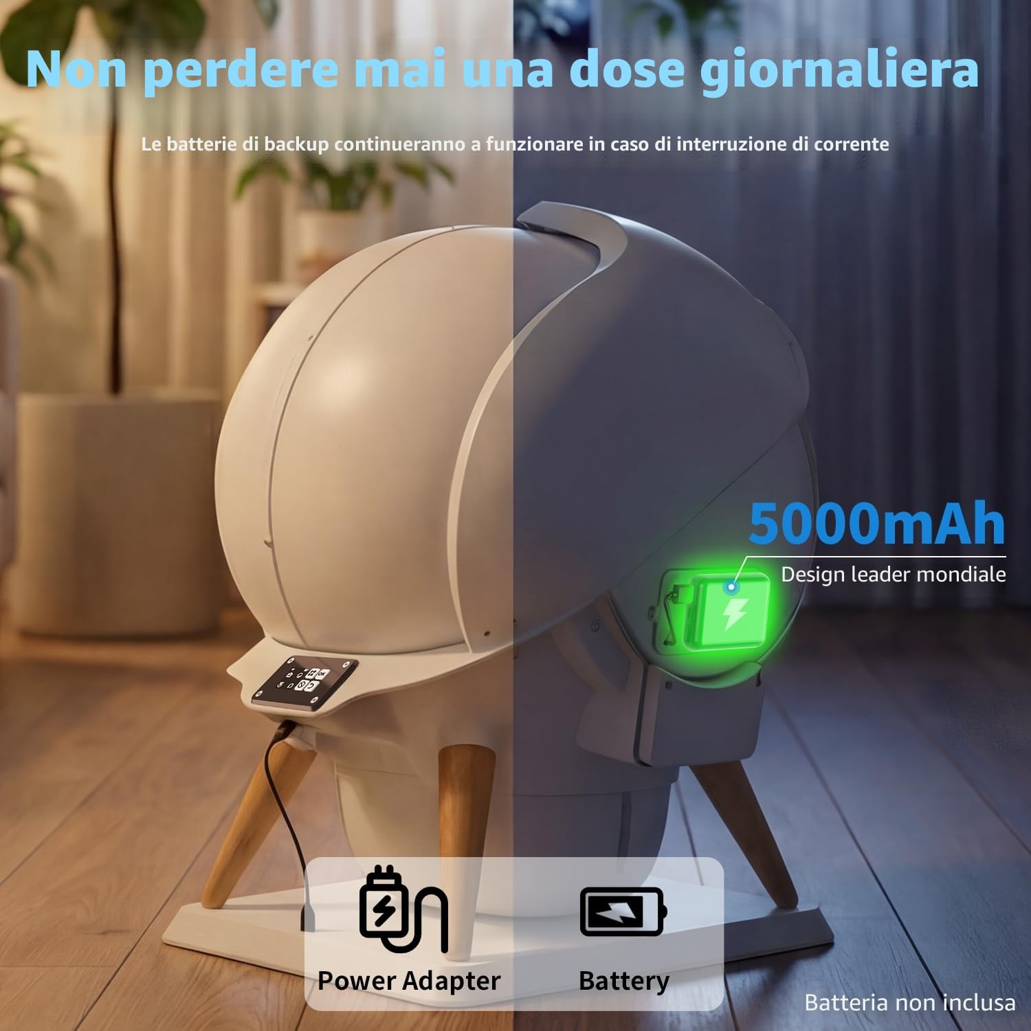 Honeyguaridan IPX5 Impermeabile Lettiera Gatto Autopulente, Risciacquabile | Protezione di Sicurezza a Triplo Strato, Controllo APP, Inodore, Adatto per Più Gatti, 63L