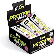 Barra de Proteína biO2 Protein Fibras Chocolate, Caixa com 12 unidades de 45 g, Vegana e sem Glúten