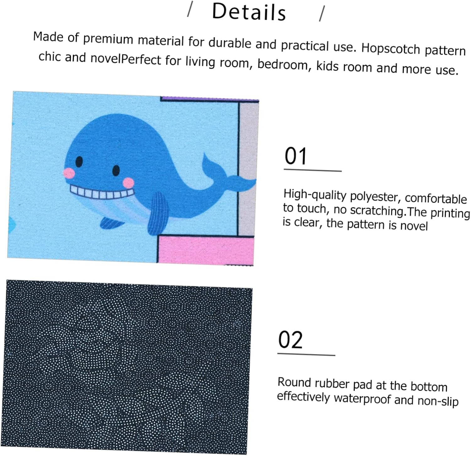 LIFKOME Boy Girl's Hopscotch Carpet Non-Slip Educational Floor Mat for Boy Girl Room Soft for Nursery Living Room Playroom Decor and