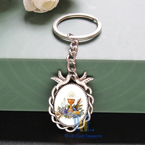 Miniatura 6 de Llavero Primera Comunión (12 PCS) Útil Comunión Recuerdos de Primera Comunión, plateado