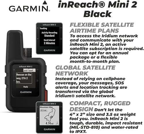 Miniatura 4 de Garmin inReach Mini 2 - Comunicador satelital (negro) con paquete de alimentación Wearable4U