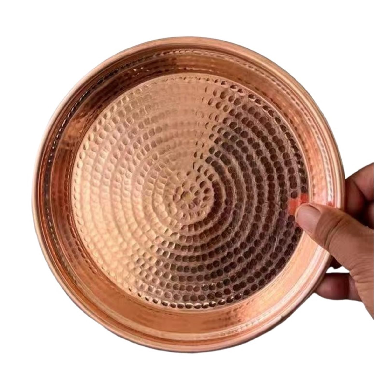 Hammered Tray Multiple Sizes Round Shape Copper Fruit Tray,Retro Engraving Hammer Texture Home Portable Plate,Snack Disc Table Decoration for CoffeeJewellery(Color 1,28cm)