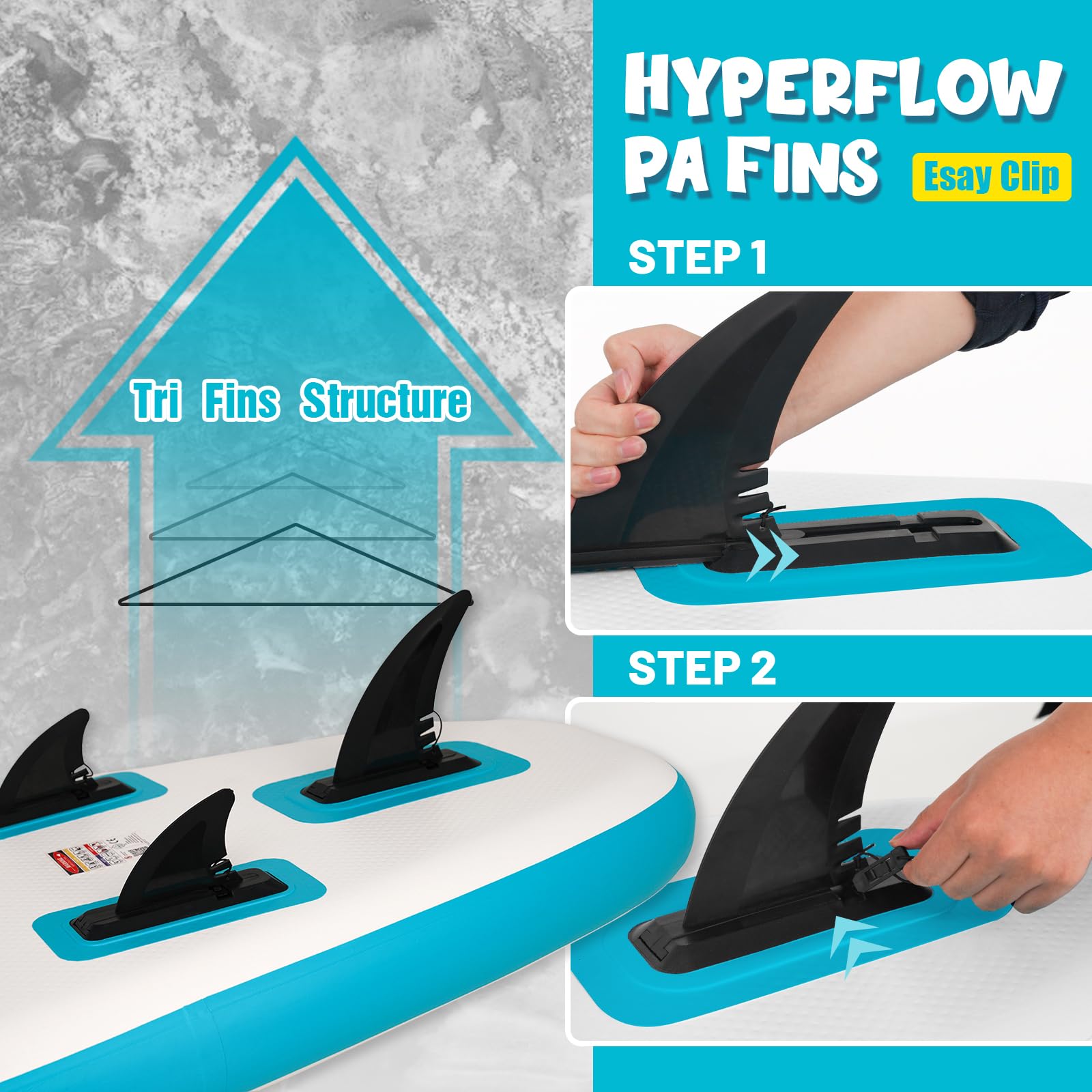 FunWater Tabla de remo inflable para adultos con pala, mochila, 3 aletas, bomba y correa adecuada para principiantes.