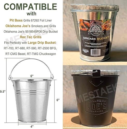 Miniatura 3 de Cubo de goteo para parrilla con forro de aluminio desechable, compatible con parrillas Pit Boss, Oklahoma Joe's, Rec Tec y Traeger, 6.3 x 6.0