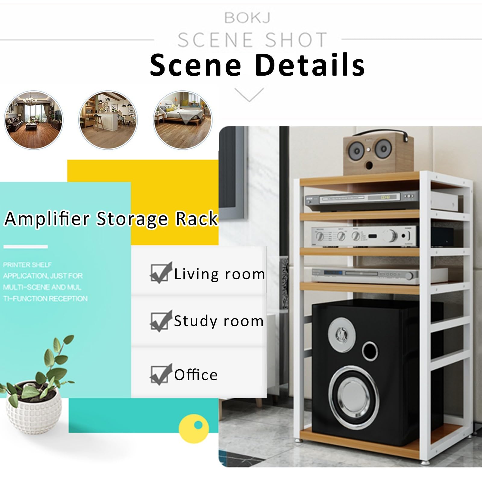 4 Tier Audio Component Storage Rack 4-Tier AV Media Stand With Wheels ...