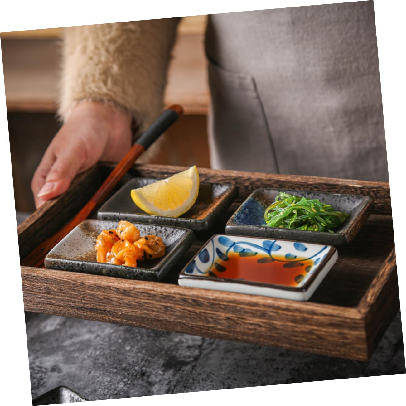 SOLUSTRE 4pcs Delling Dipping Bowls Japanese Sauce Dishes Plates for Sushi Side Dipping Sauces