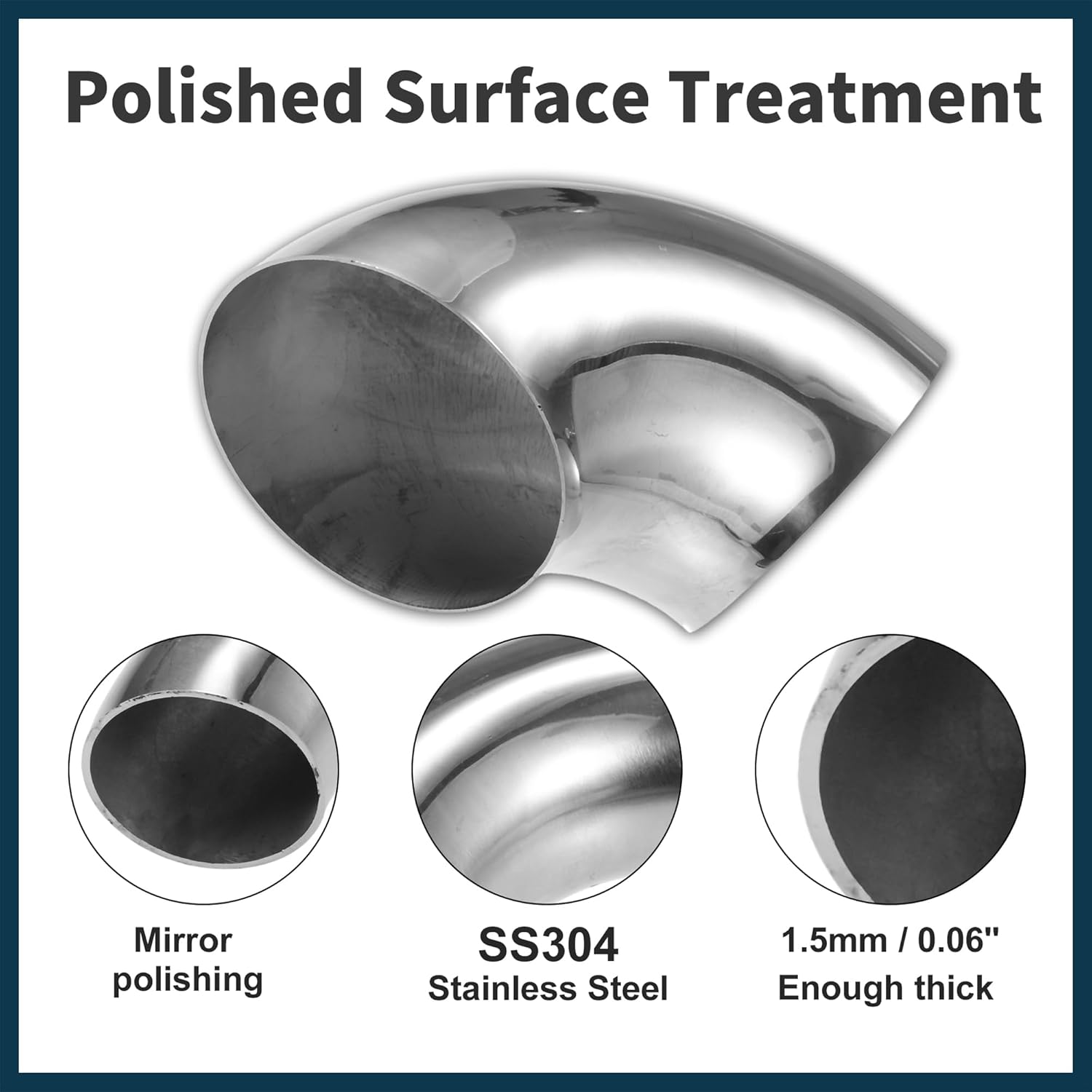 90 Degree Mandrel Bend Elbow Tube OD 5" Inch 304 Stainless Steel Reusable | Exhaust Elbow Pipe Stair Handrail Tube 2 Pcs