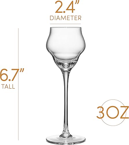 Miniatura 2 de GLASSIQUE CADEAU Crystal Sambuca, Cordial, vasos digestivos con tallo largo para beber bebidas después de la cena, juego de 4, cristalería de licor