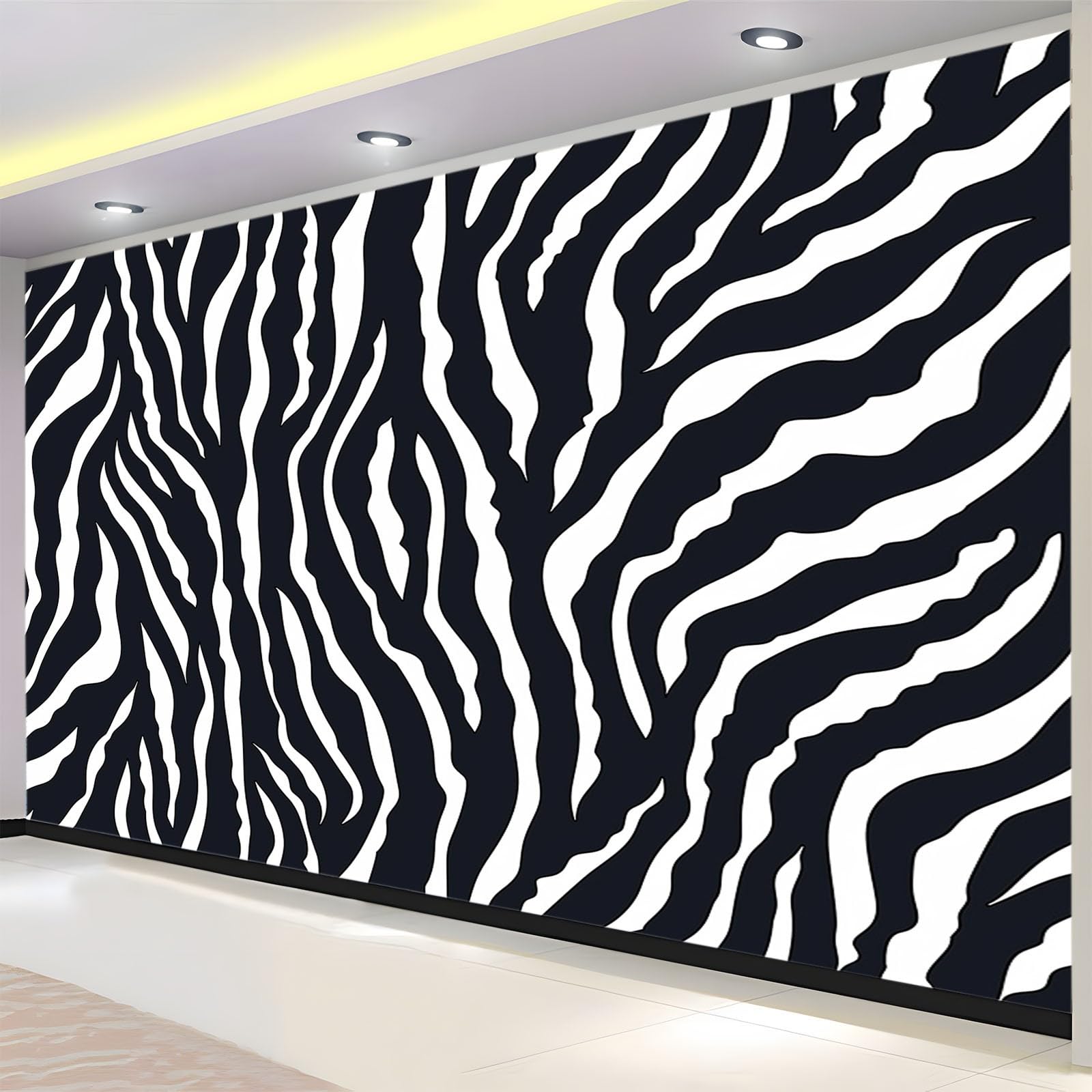 Fototapeta z włókniny moda tekstura zebra 300 x 210 cm tapeta salon sypialnia restauracja pokój dziecięcy dekoracja ścienna biały czarny