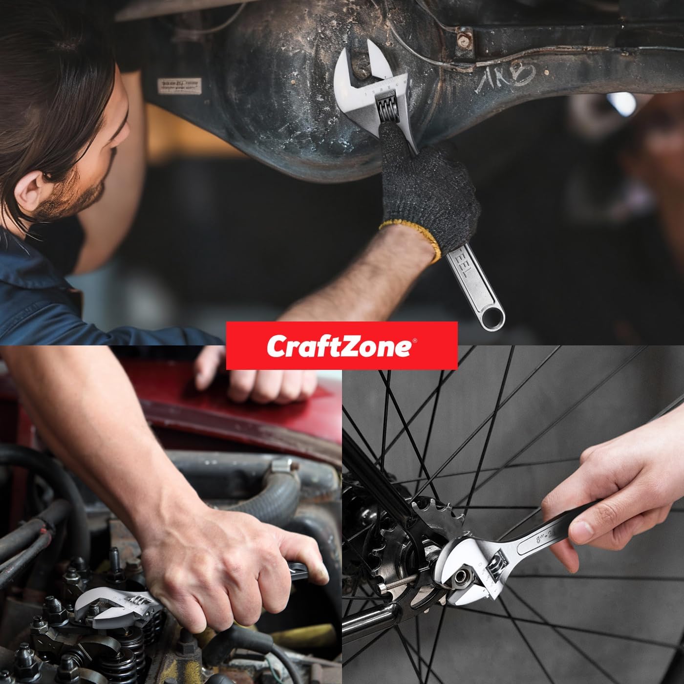 Adjustable Wrench Set, 3pc Wrench Set with SAE and Metric Scales, Heat-Treated Carbon Steel with Chrome Plated, Wide Jaw Wrenches for Home, Plumbing, Garage (10, 12, 15 Inch)