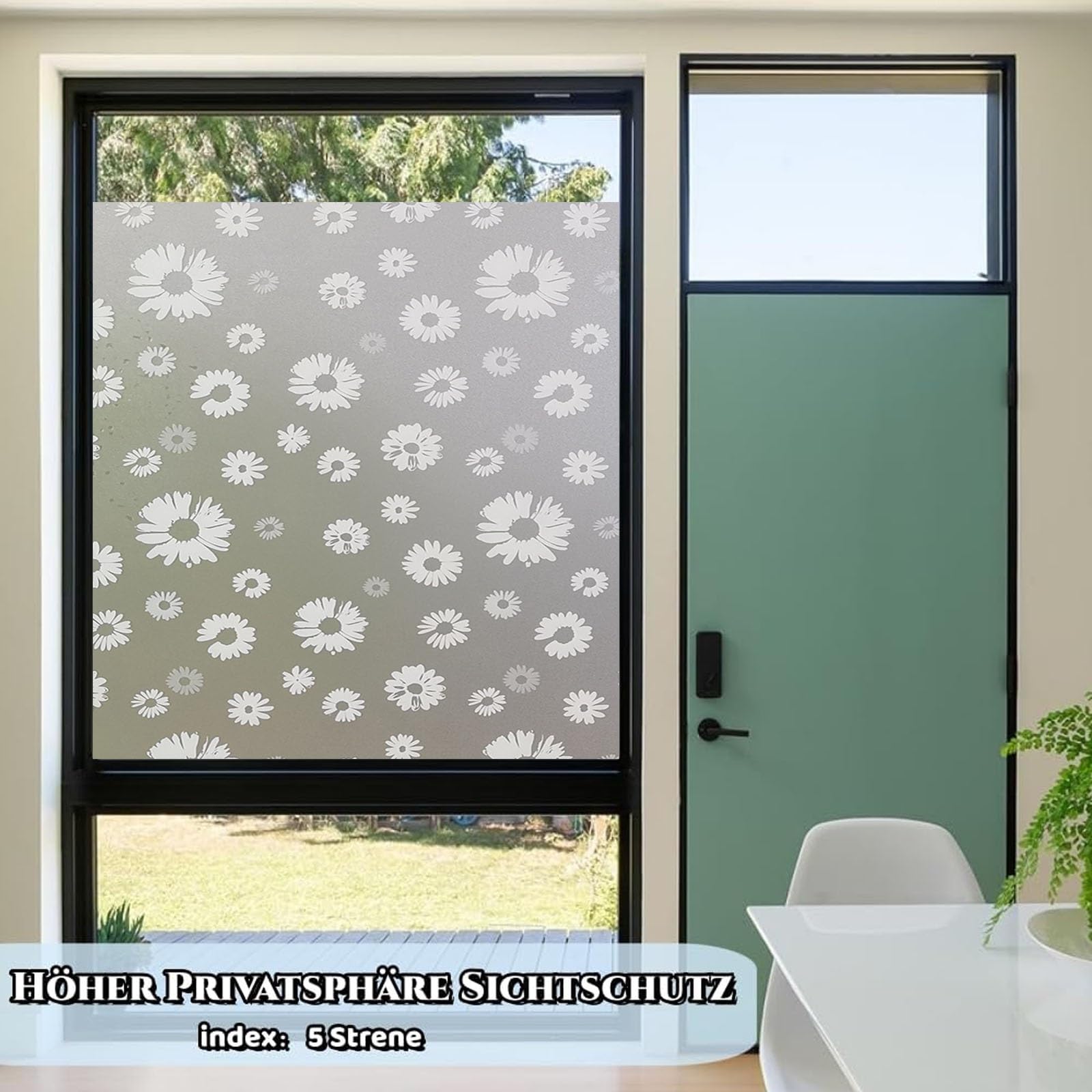 Film Fenêtre Anti Regard Film Opaque 115 x 700 cm Electrostatique, Non-Adhésif Anti UV Protége Intimité Amovible Film Electrostatique Vitre pour Maison, Bureau, Tournesol
