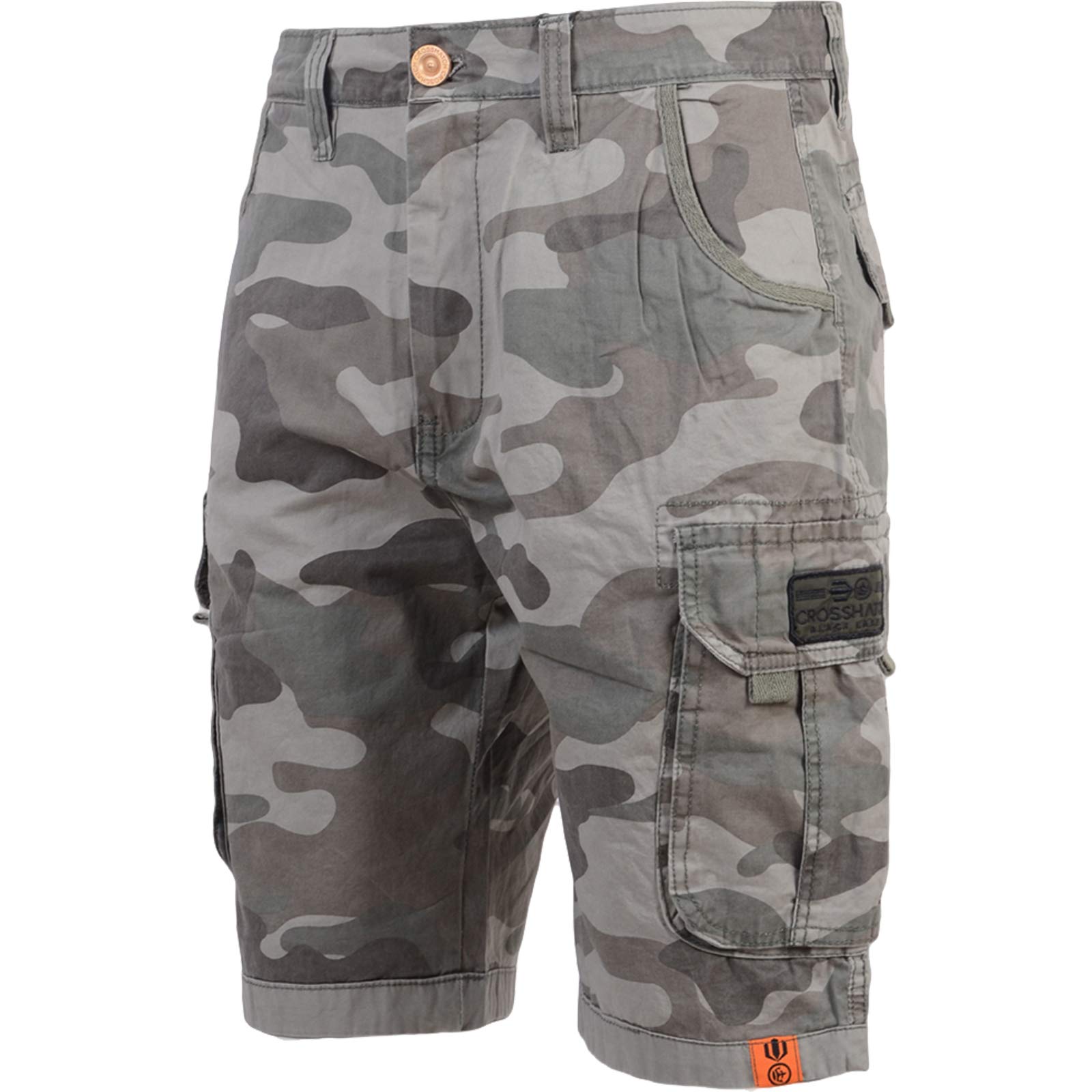 Crosshatch Mens Shorts Camo Combat Cargo Army Camouflage Watchford Summer Jeans Pants (Olive, 36)
