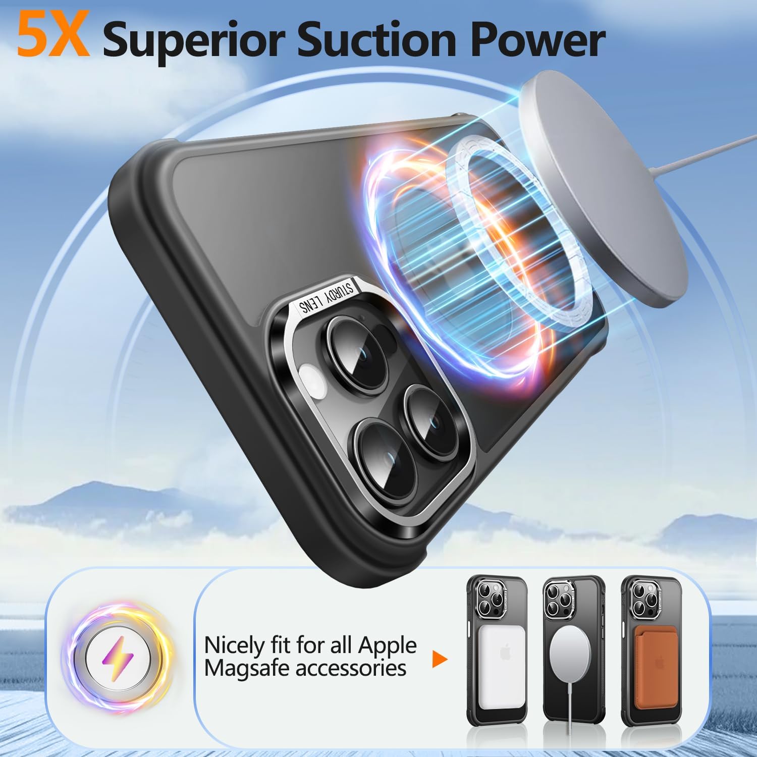 O3 Mag-Stand Designed for iPhone 14 Pro Max Case with 360° Spin Stand, [Compatible with MagSafe][Super Skin Feeling] Translucent Matte Magnetic Slim Phone Case 6.7 inch, Matte Black - Image 3