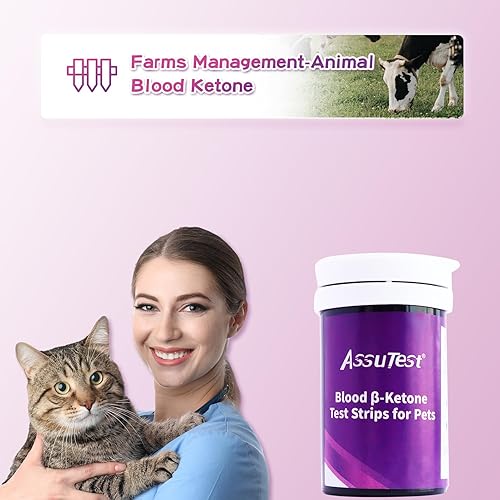 Miniatura 5 de AssuTest Tiras reactivas de cetonas en sangre para mascotas, prueba de granja de beta-cetona, herramienta de detección de cetosis precisa y fácil de