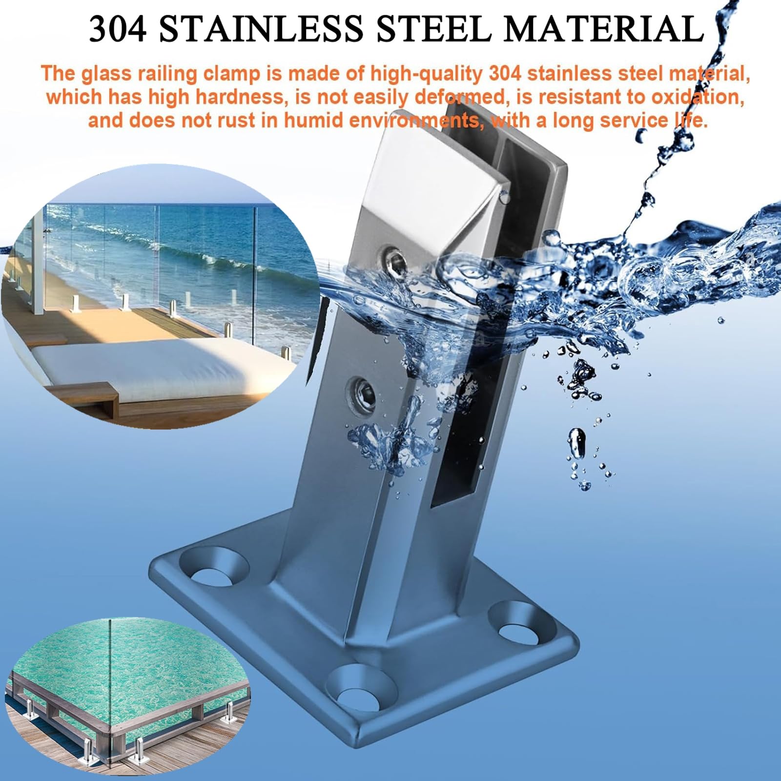 Zacisk do szkła ze stali nierdzewnej 304, wytrzymałe zaciski do balustrad basenowych, balkonów, schodów, domu, ogrodu, zaciski do szkła, grubość 10 mm, 14 mm, 6 szt