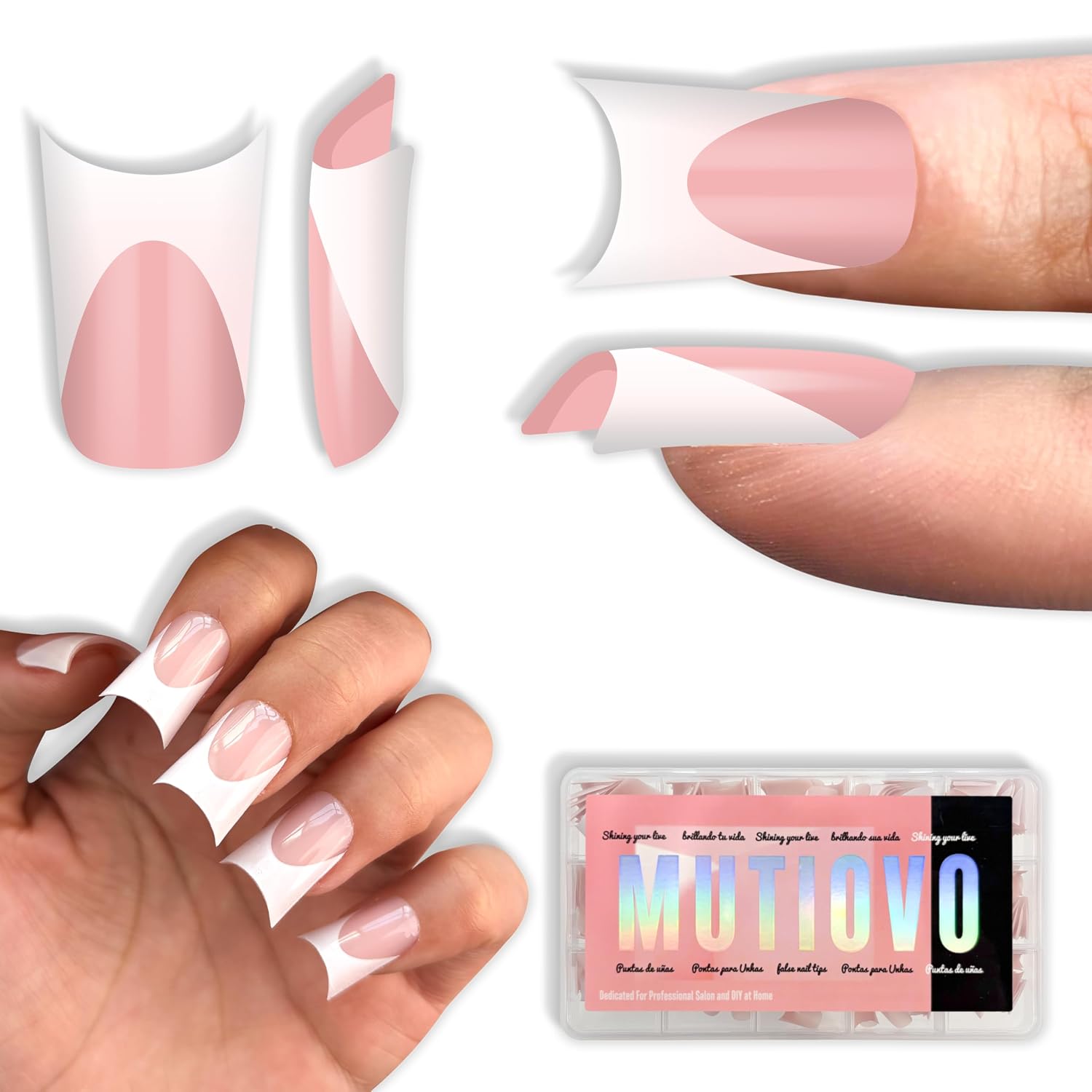 Short Duck Nails Press on Nails - White French Tips