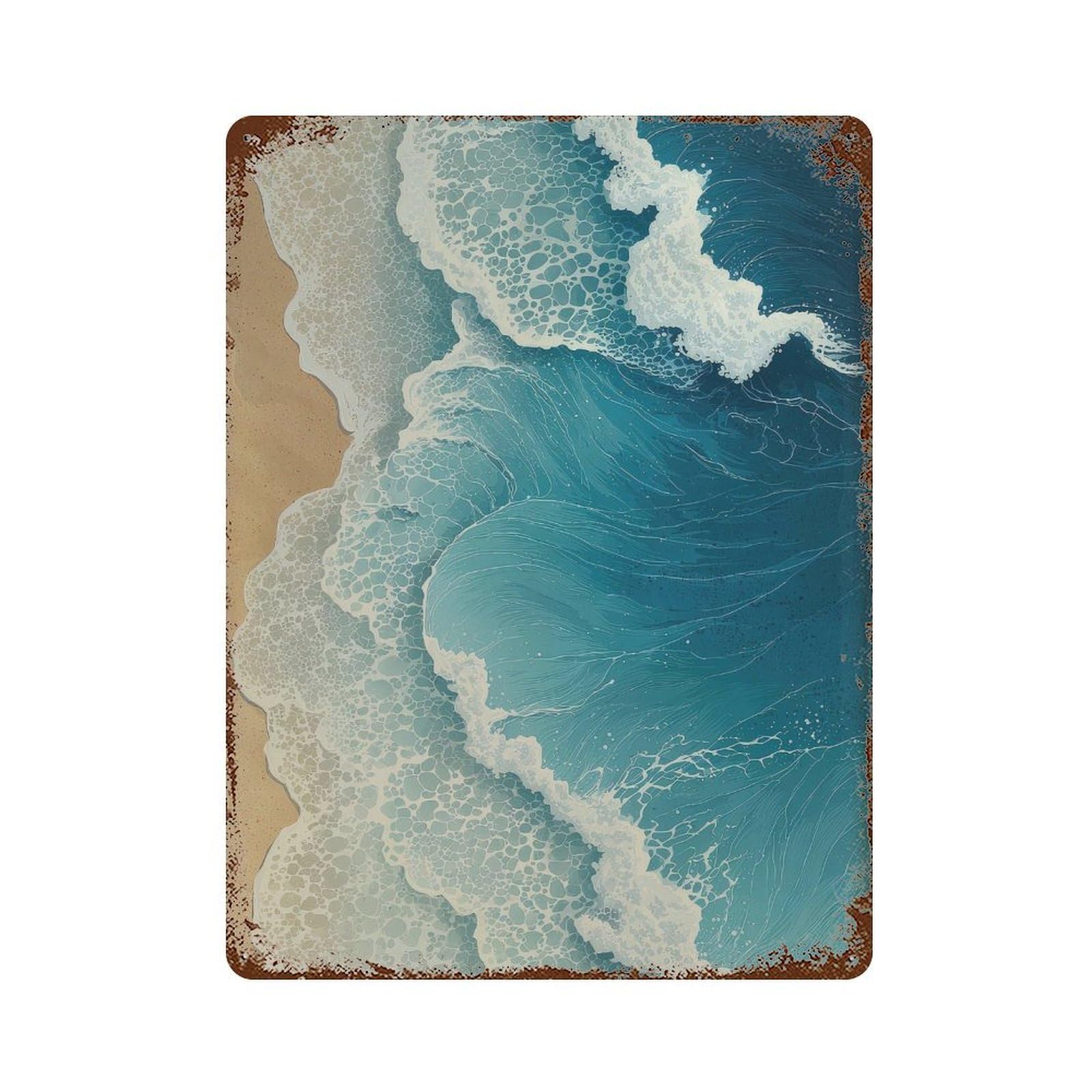 xiaoxiaoshen Ocean Waves. Modern Coastal Wall Decor Art Metal Tin Poster Modern Home Decor Art Home Bar Shop Decorations Vintage Sign 40x30cm